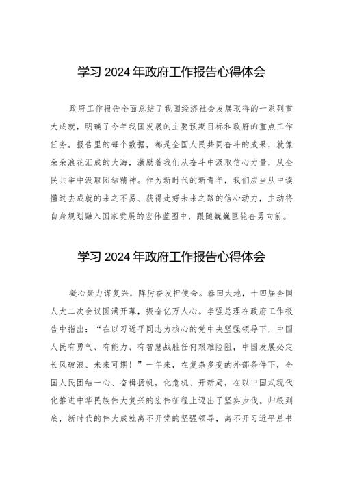2024两会《政府工作报告》的学习心得体会精品范文二十篇.docx