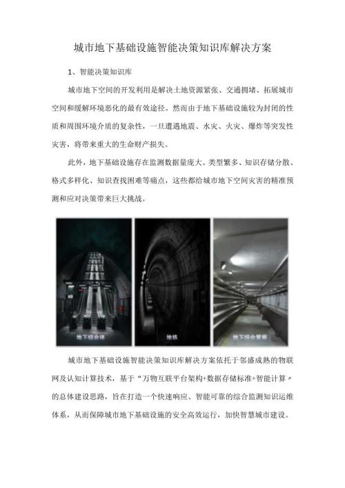 城市地下基础设施智能决策知识库解决方案.docx