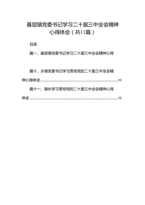 （11篇）基层镇党委书记学习二十三中全会精神心得体会集合.docx