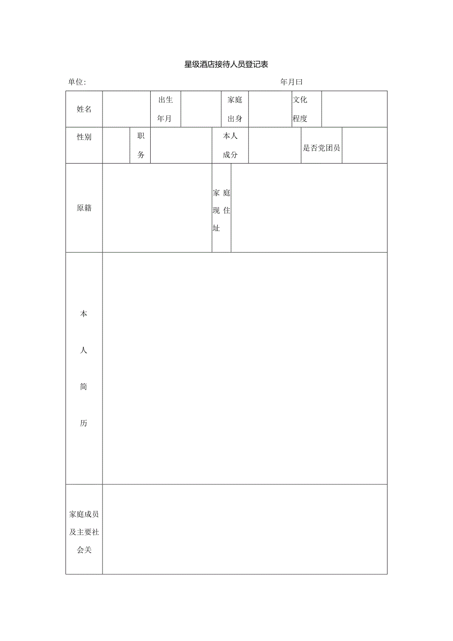 星级酒店接待人员登记表.docx_第1页