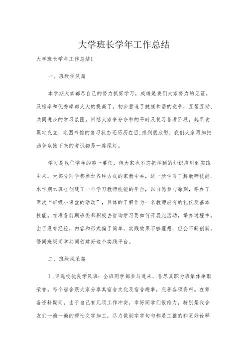 大学班长工作总结.docx