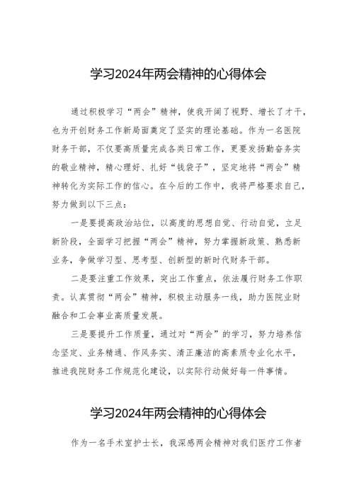 医院2024年两会精神心得体会交流发言(二十八篇).docx