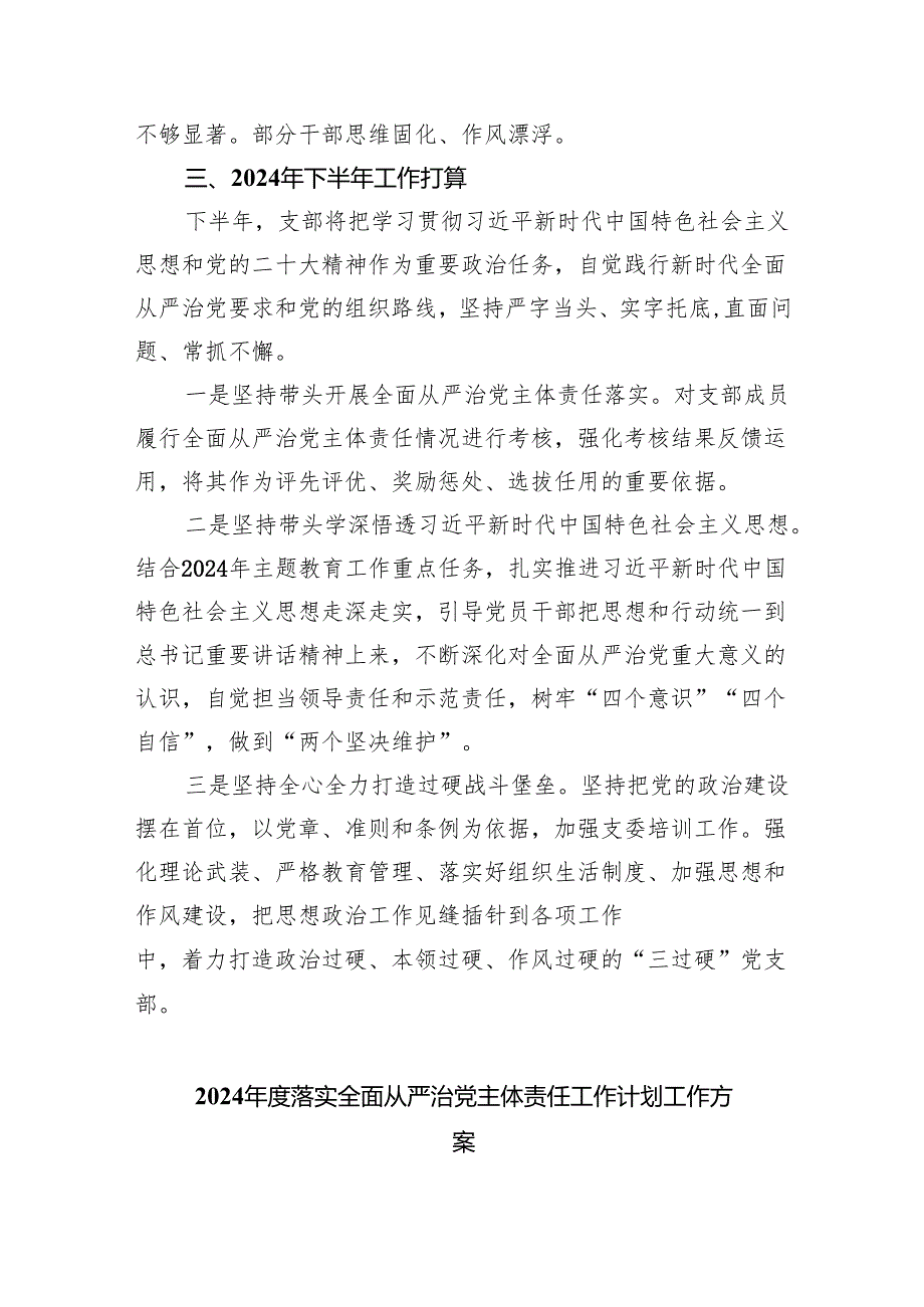 （10篇）2024年上半年党支部落实全面从严治党主体责任工作报告范文.docx_第3页