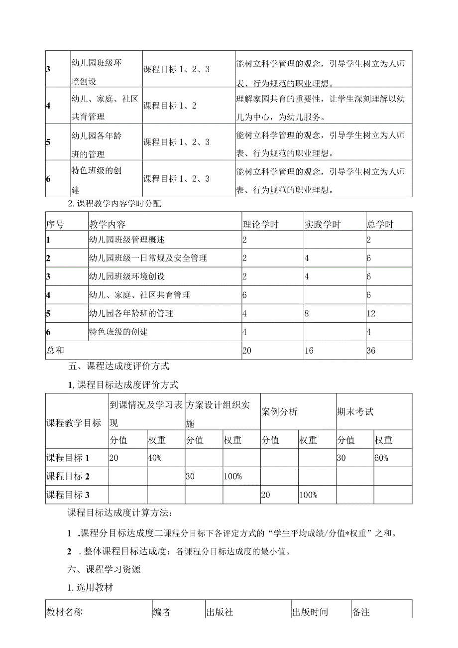 《幼儿园班级管理》课程教学大纲.docx_第3页