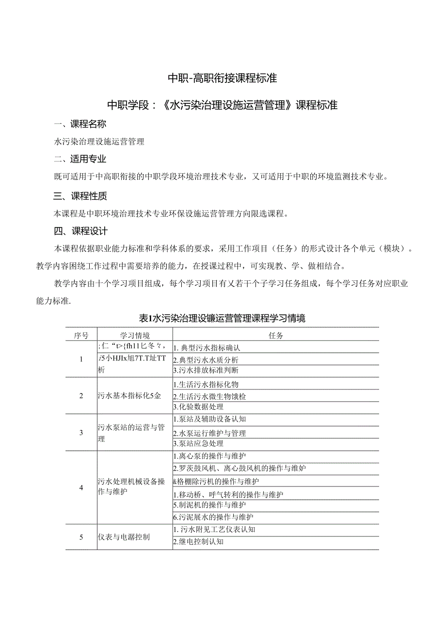 《水污染治理设施运营管理》课程标准（中高职衔接中职学段）.docx_第2页