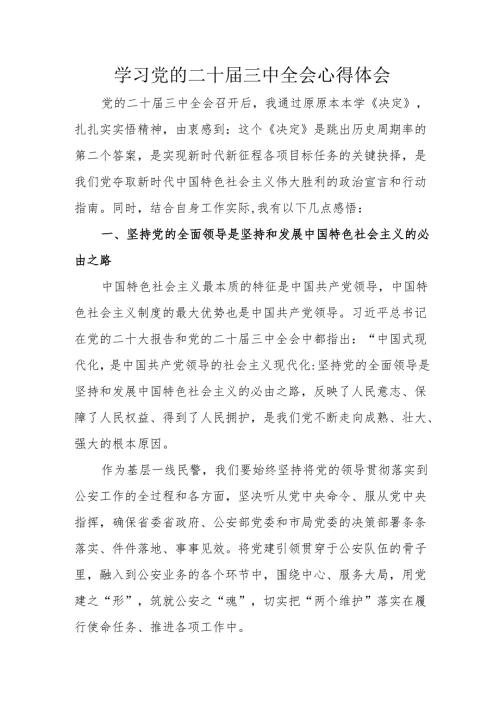 2024年学习学习党的二十三中全会个人心得感悟 汇编11份.docx