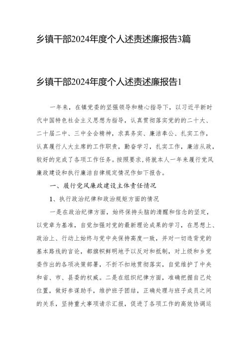 乡镇干部2024个人述责述廉报告.docx