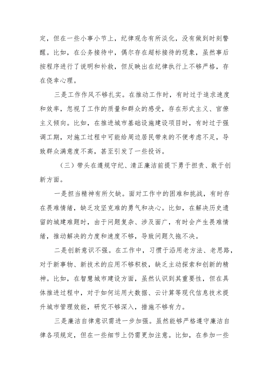 副市长2025民主生活会“四个带头”个人检查材料.docx_第3页