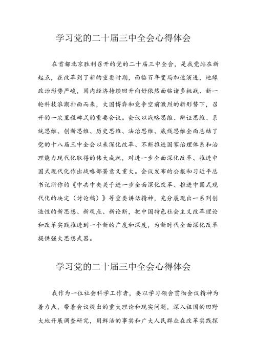学习2024年党的二十三中全会心得体会 （合计17份）.docx