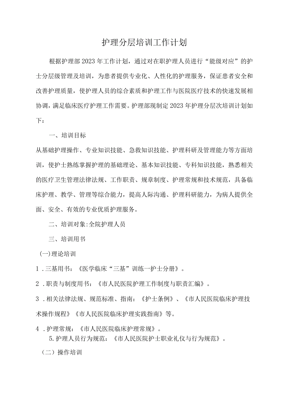 护理分层培训工作计划.docx_第1页