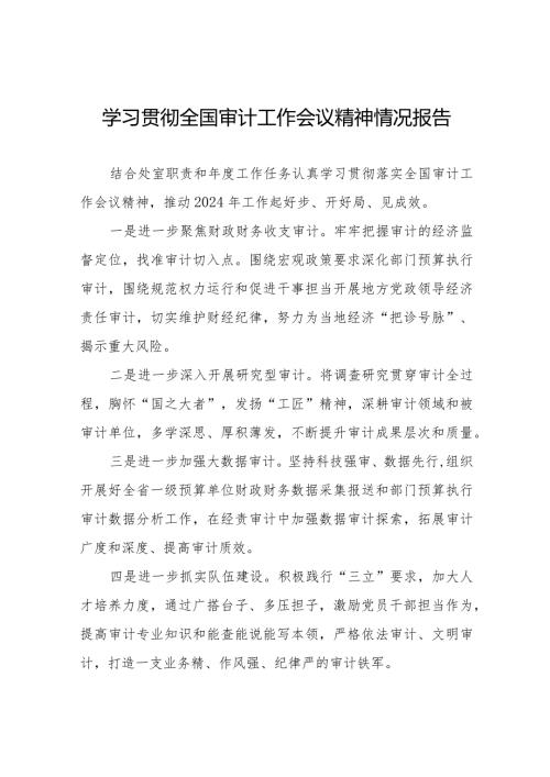学习贯彻2024全国审计工作会议精神的工作小结十五篇.docx