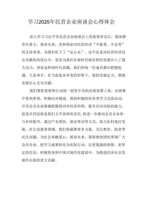 民营企业2025年学习民营企业座谈会个人心得感悟.docx