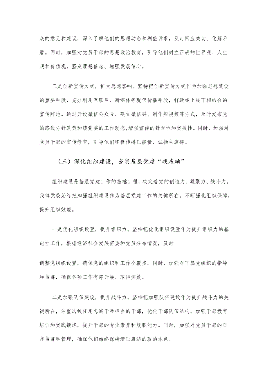 镇党委书记 2024 年基层党建工作述职报告.docx_第3页