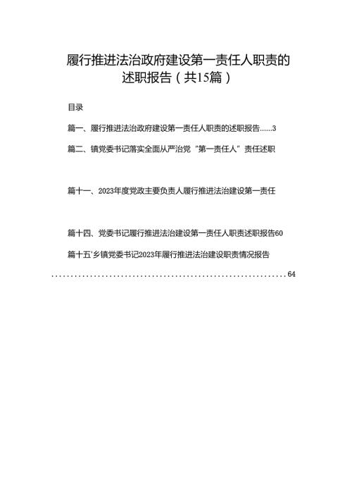 履行推进法治政府建设第一责任人职责的述职报告最新精选版【15篇】.docx