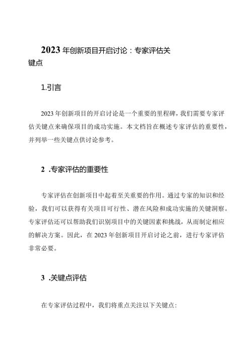 2023年创新项目开启讨论：专家评估关键点.docx