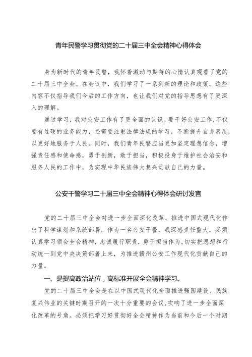 青年民警学习贯彻党的二十三中全会精神心得体会7篇（最新版）.docx