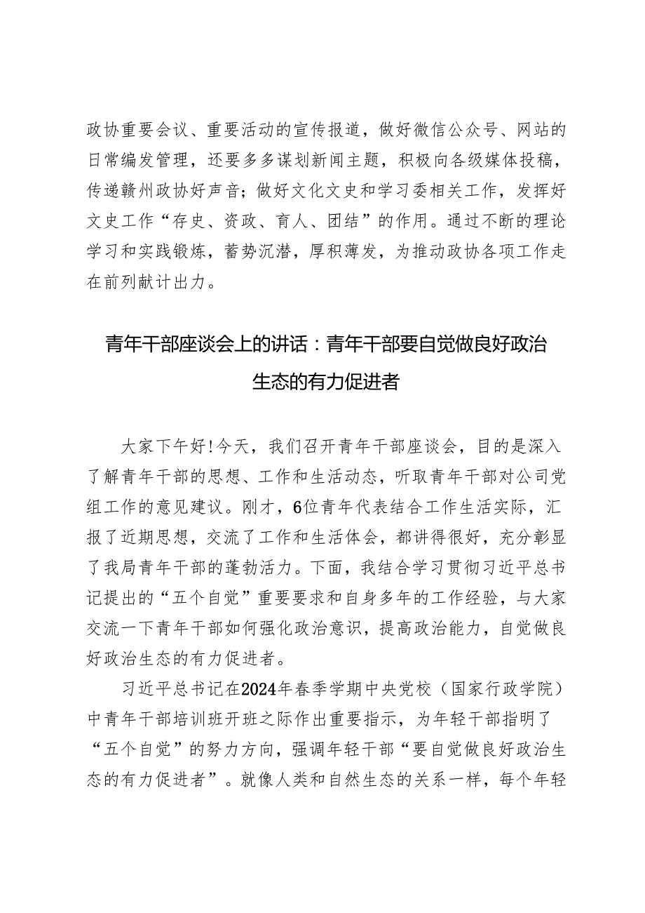 20242025年市政协办公室干部在全市政协机关青年干部座谈会上的发言.docx_第2页