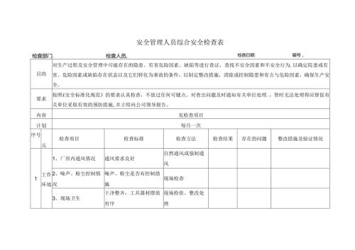 安全管理人员综合安全检查表.docx