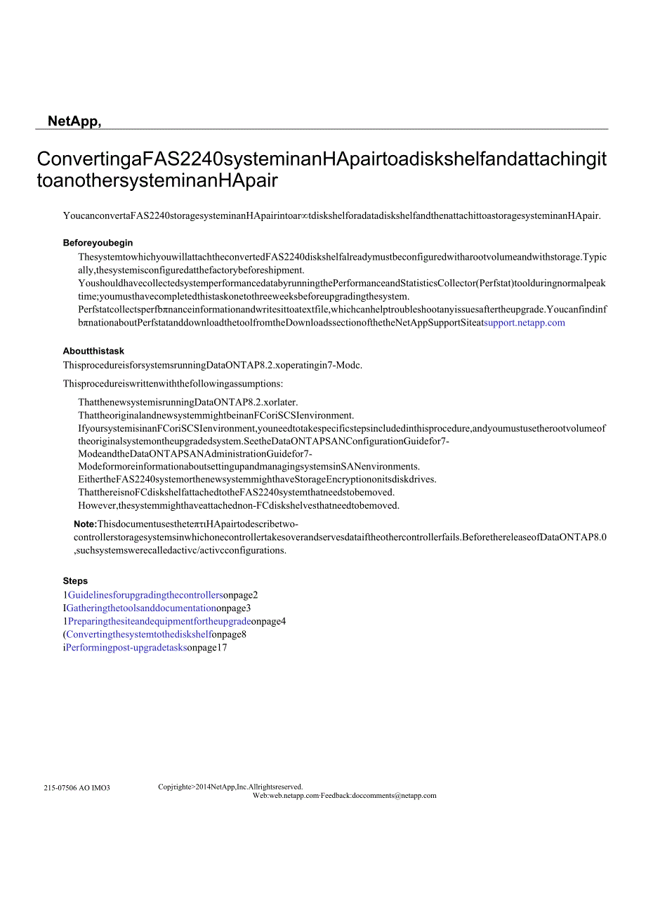 Net 装机维护 Converting a FAS2240 system in an HA pair to a disk shelf and attaching it to another system in an HA pair.docx_第1页