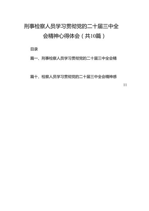 （10篇）刑事检察人员学习贯彻党的二十三中全会精神心得体会（详细版）.docx