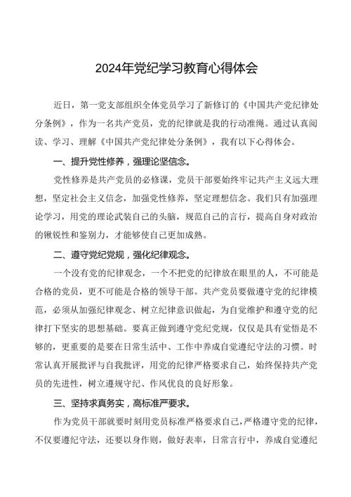 2024年党纪学习教育心得体会研讨发言材料二十四篇.docx