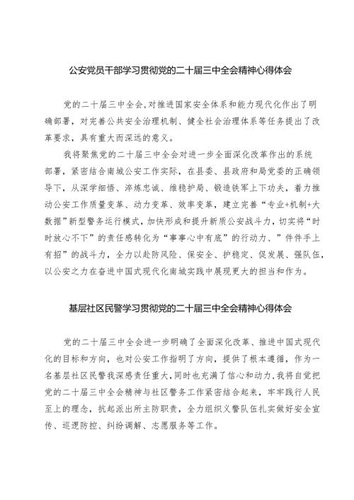 公安党员干部学习贯彻党的二十三中全会精神心得体会（共七篇）.docx