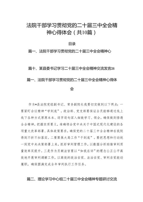（10篇）法院干部学习贯彻党的二十三中全会精神心得体会（精选版）.docx