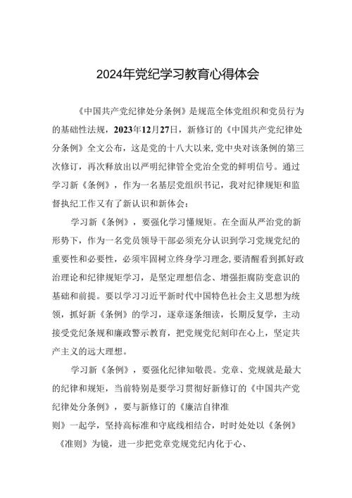 2024年党纪教育专题学习心得体会发言稿二十一篇.docx