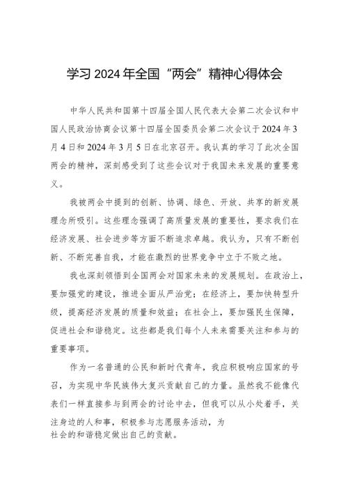 2024年全国“两会”精神学习体会二十篇.docx