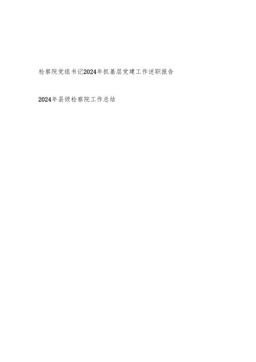 检察院党组书记2024抓基层党建工作述职报告和2024年县检察院工作总结.docx