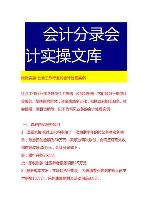 做账实操社会工作行业的会计处理实例.docx