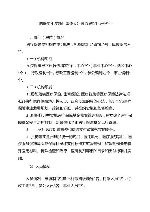医保局部门整体支出绩效评价自评报告.docx