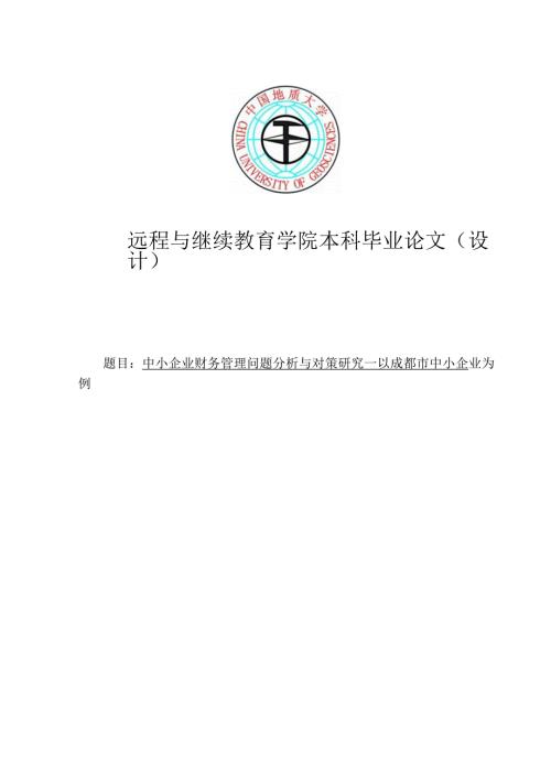 中小企业财务管理问题分析与对策研究—以成都市中小企业为例（初稿2）.docx