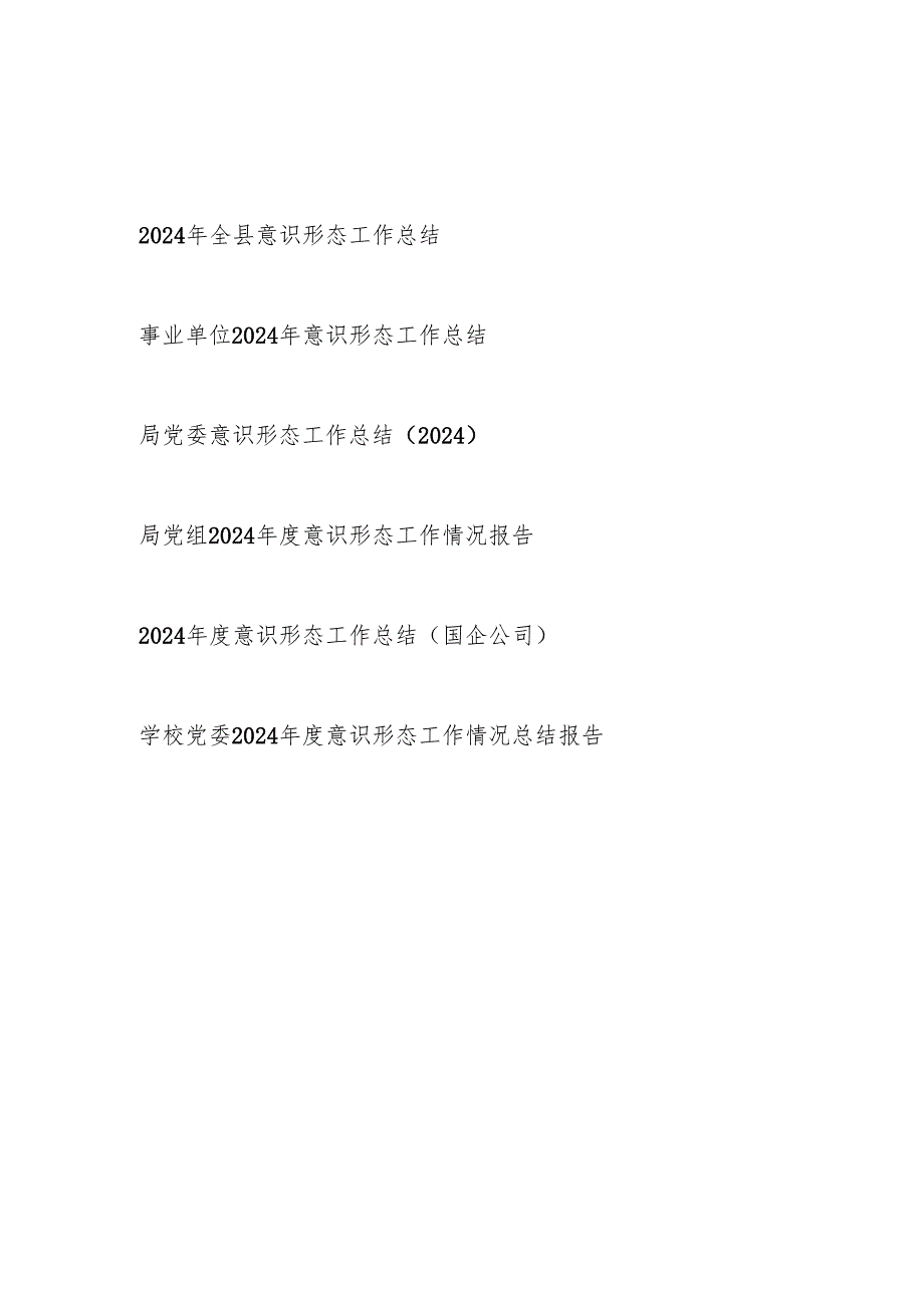 20242025意识形态工作总结6篇（某县事业单位局党委党组公司学校）.docx_第1页