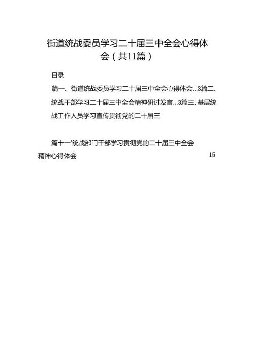 （11篇）街道统战委员学习二十三中全会心得体会（精选）.docx
