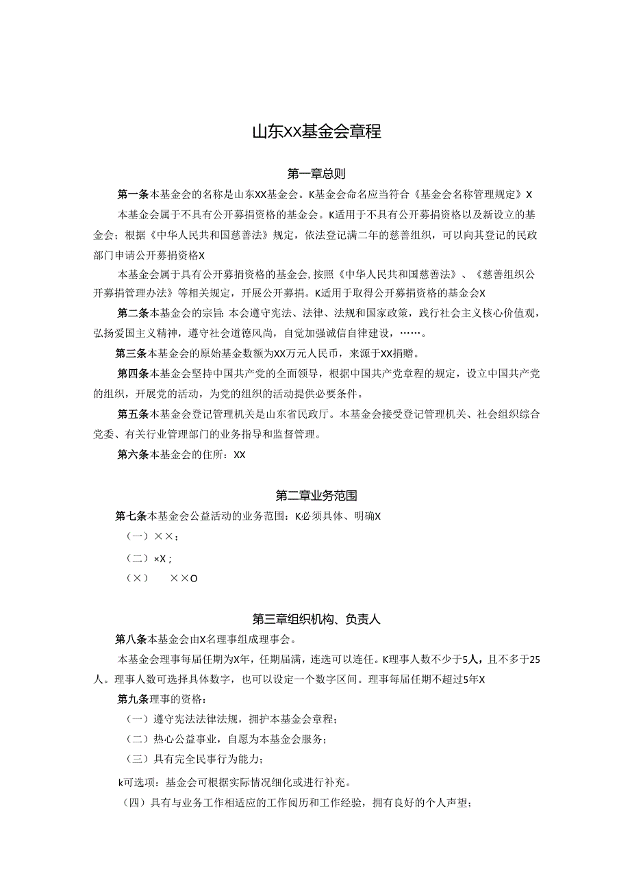 基金会章程示范文本.docx_第2页