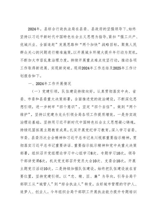 综合行政执法局2024年工作总结及2025年工作计划.docx