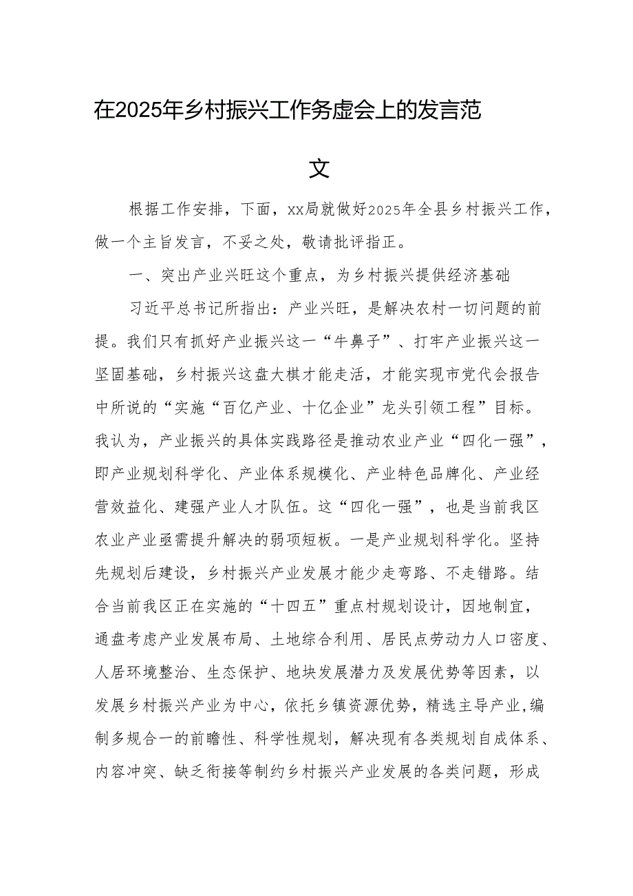 在2025年乡村振兴工作务虚会上的发言范文.docx_第1页