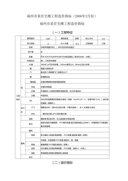 福州市某住宅楼工程造价指标.docx