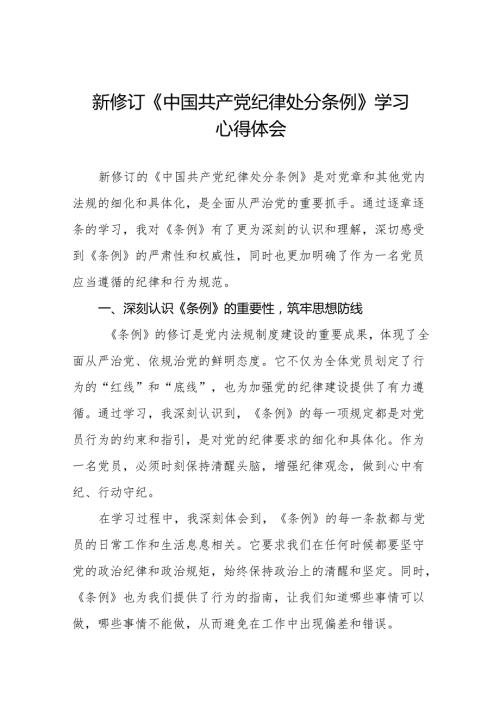2024新修订中国共产党纪律处分条例六项纪律发言稿18篇.docx