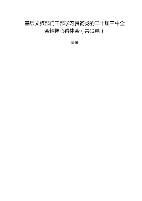 基层文旅部门干部学习贯彻党的二十三中全会精神心得体会12篇（详细版）.docx