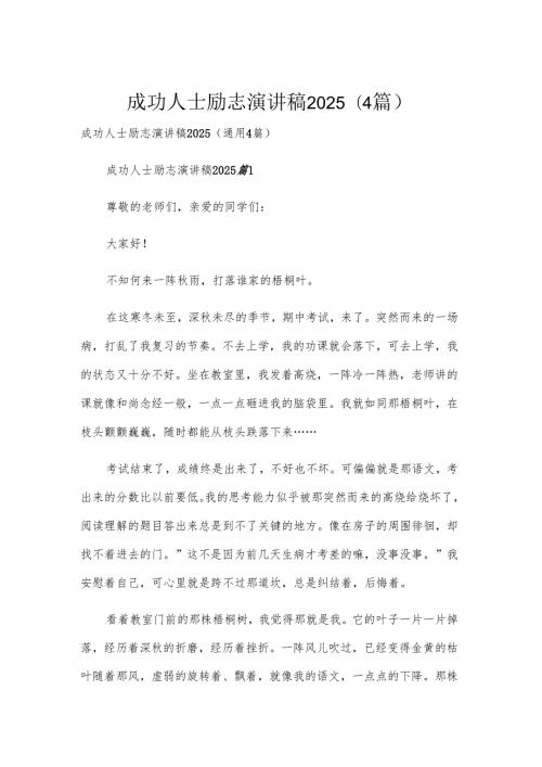 成功人士励志演讲稿2025（4篇）.docx