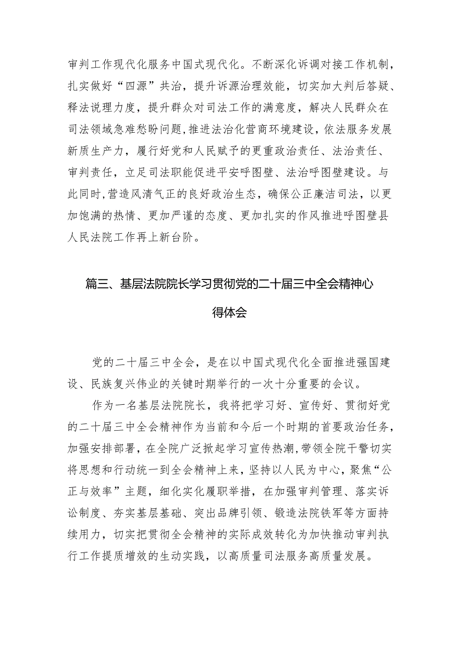 （10篇）基层法院工作人员学习党的二十三中全会精神心得体会研讨发言（精选）.docx_第3页