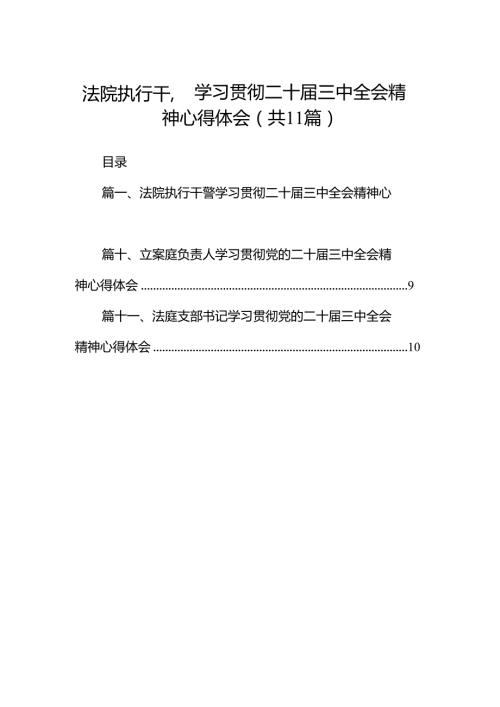 （11篇）法院执行干警学习贯彻二十三中全会精神心得体会范文.docx