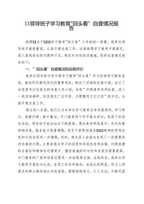 党委班子2025年”回头看”自查情况报告5篇.docx