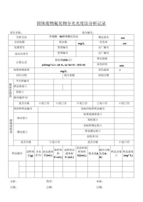 固体废物氰化物分光光度法分析记录.docx