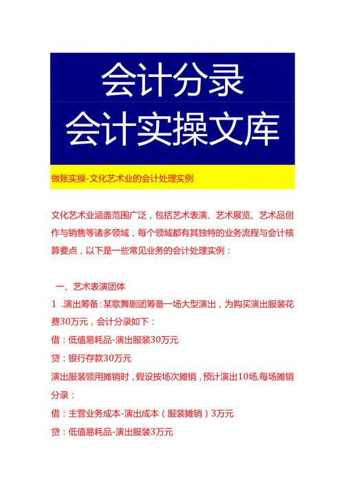 做账实操文化艺术业的会计处理实例.docx