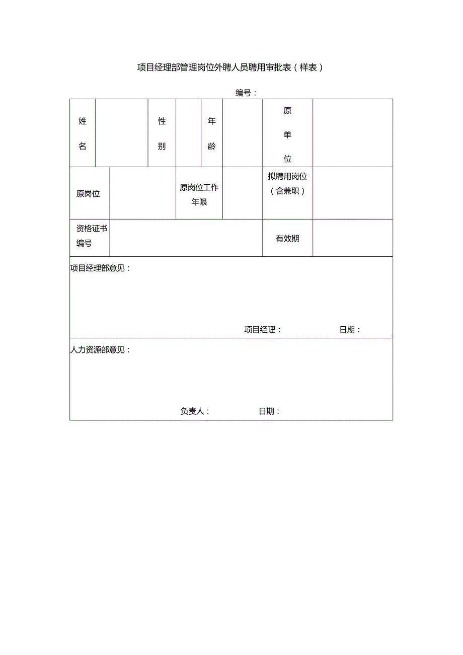 项目经理部管理岗位外聘人员聘用审批表（样表）.docx_第1页