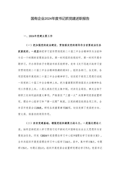 国有企业2024书记抓党建述职报告(1).docx