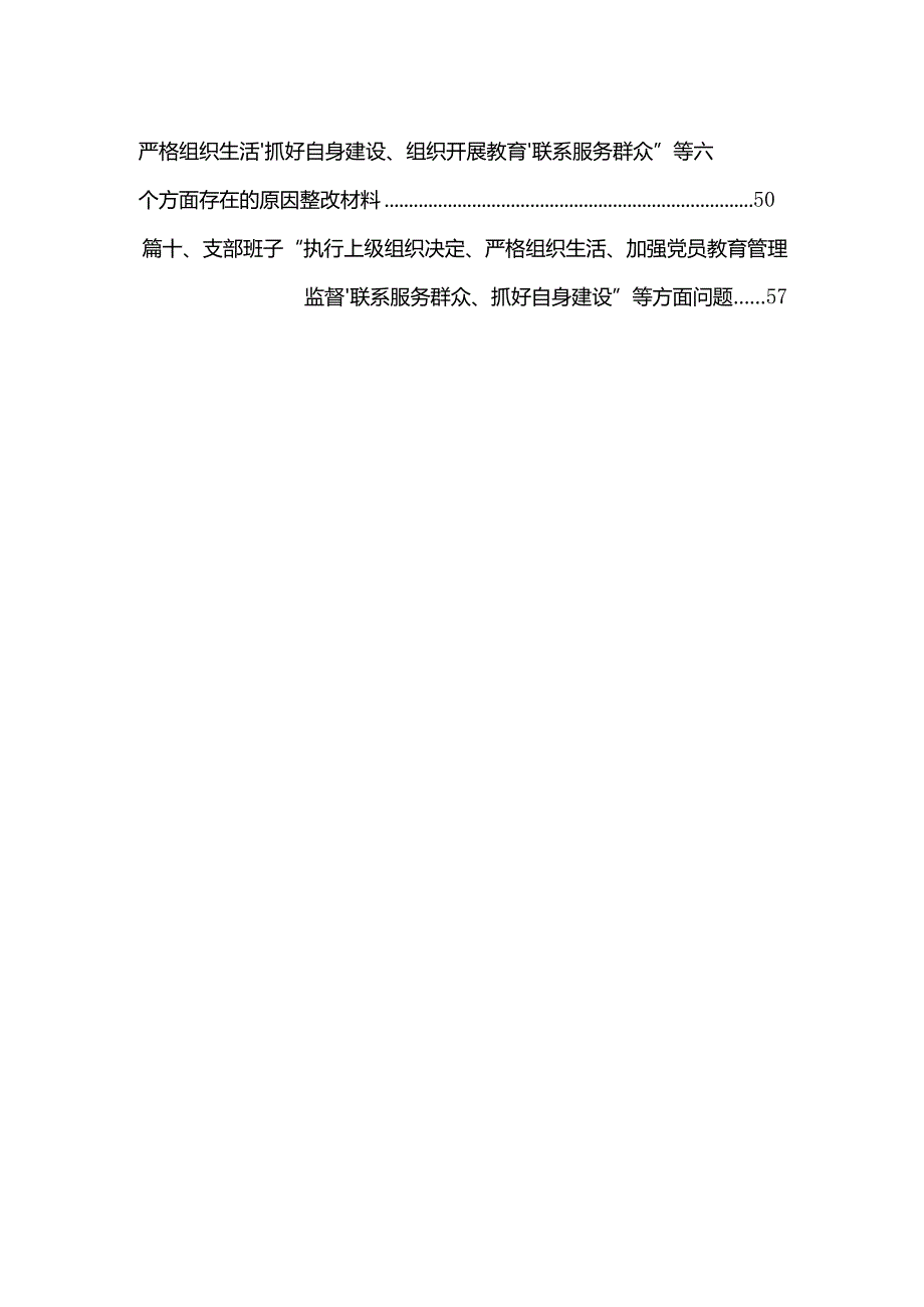 支部班子“执行上级组织决定、严格组织生活、加强党员教育管理监督、联系服务群众、抓好自身建设”等方面问题（共10篇）汇编.docx_第2页